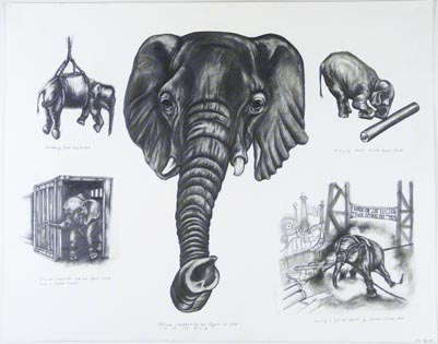 Five Sketches: Unloading; African Elephant; Topsy with Log;